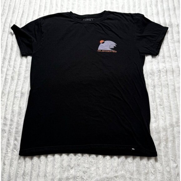 QUIKSILVER Double Sided Swell Raisers Logo Black Mens Med T-Shirt Surf Ocean - Picture 1 of 11